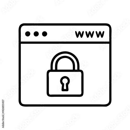 Secure website with padlock icon for internet security and data protection online with www mark sign