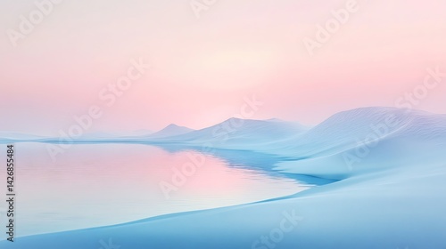Pink Dawn with Snowy Landscape.