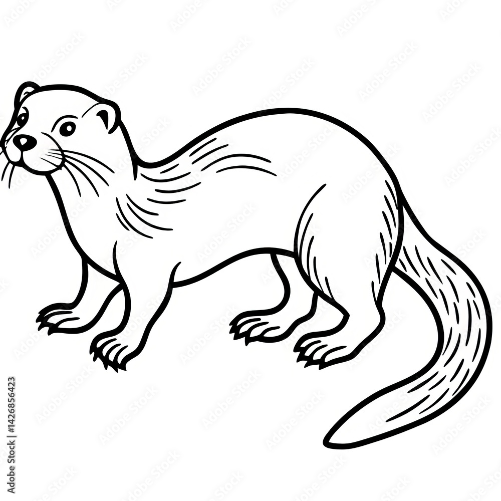 Naklejka premium Cute Otter Line Art