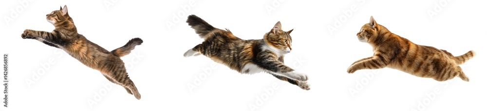 Naklejka premium Cats in motion showcasing playful jumps and leaps