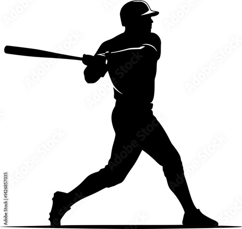 Baseball player silhouette design vector. Baseball swing vector silhouette illustration on a white background
