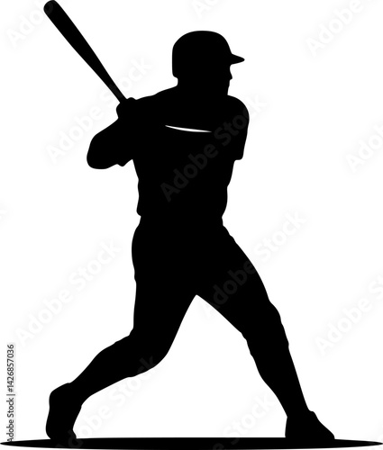 Baseball player silhouette design vector. Baseball swing vector silhouette illustration on a white background
