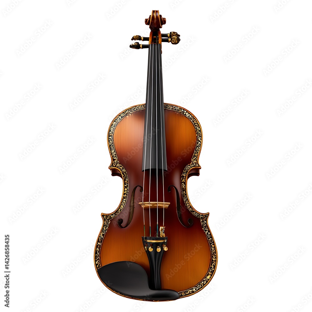 Fototapeta premium A beautifully crafted violin with ornate detailing, isolated on a clean white background