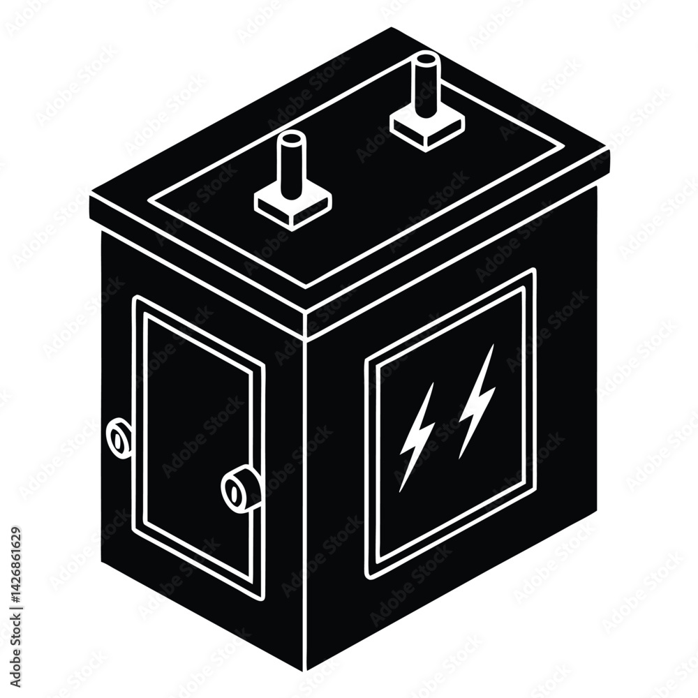 Isolated Black Vector fuse box on white background Isolated Black Vector fuse box on white background