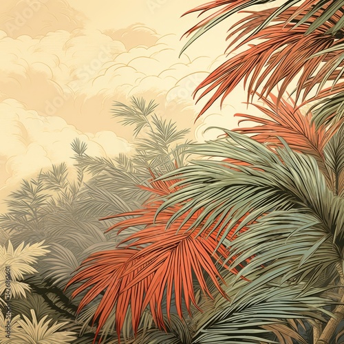 An isolated palm leaf backgrounds outdoors nature.