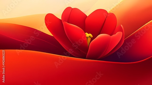 Obraz na płótnie Red Tulip with Sunset Background. w salonie