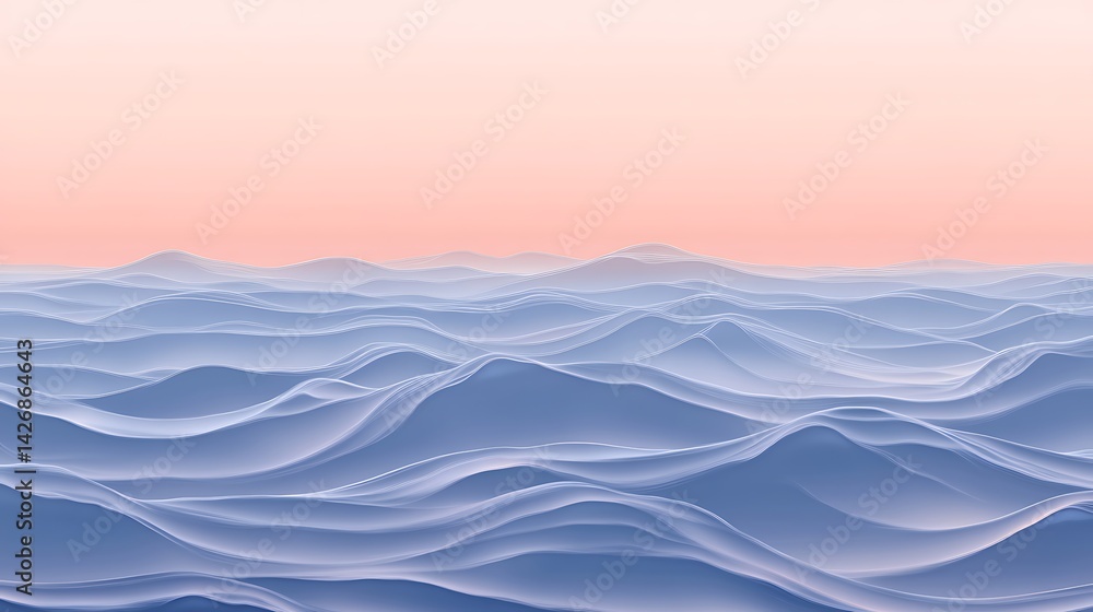 Calm Pastel Ocean Waves Sunset.