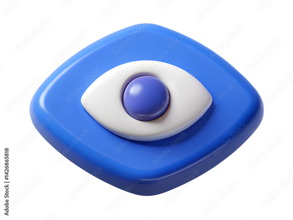 Stylized Eye Design Element in Blue and White 3D Render Stylized Eye Design Element in Blue and White 3D Render