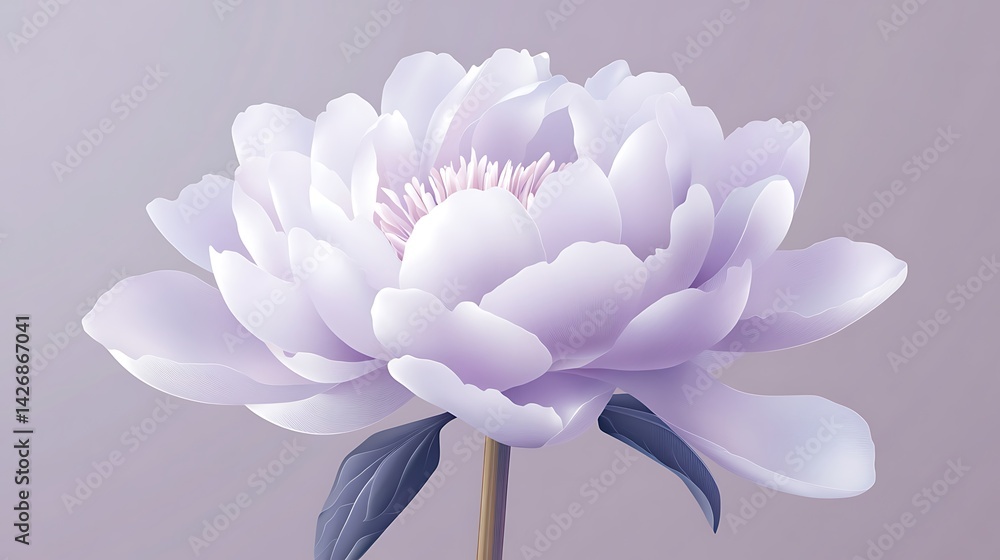 Lavender Peony Flower Bloom Closeup.