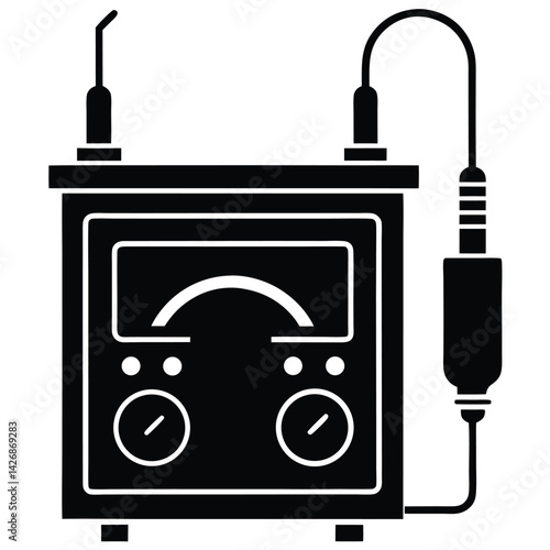 Isolated Black Vector insulation resistance tester on white background 