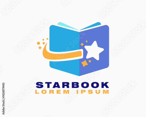 star book logo vector. star and book illustration template