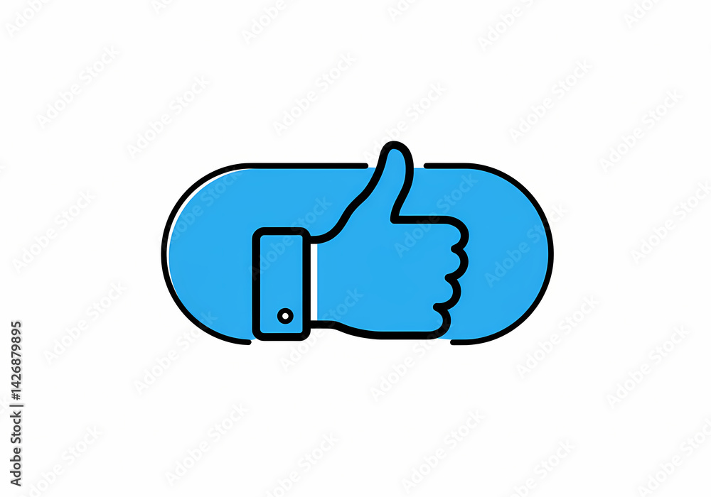Obraz premium Thumbs Up Icon Symbolizing Approval Against a Simple Background 