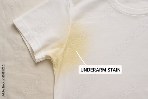 Yellow Underarm Stain on White T-Shirt