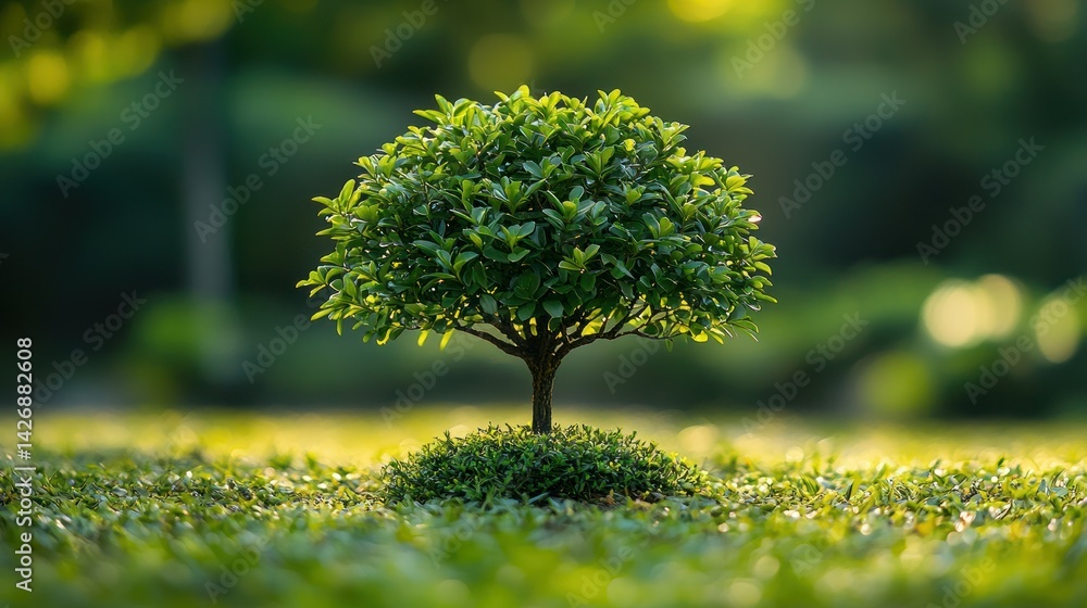 Tiny tree in lush green grass Tiny tree in lush green grass