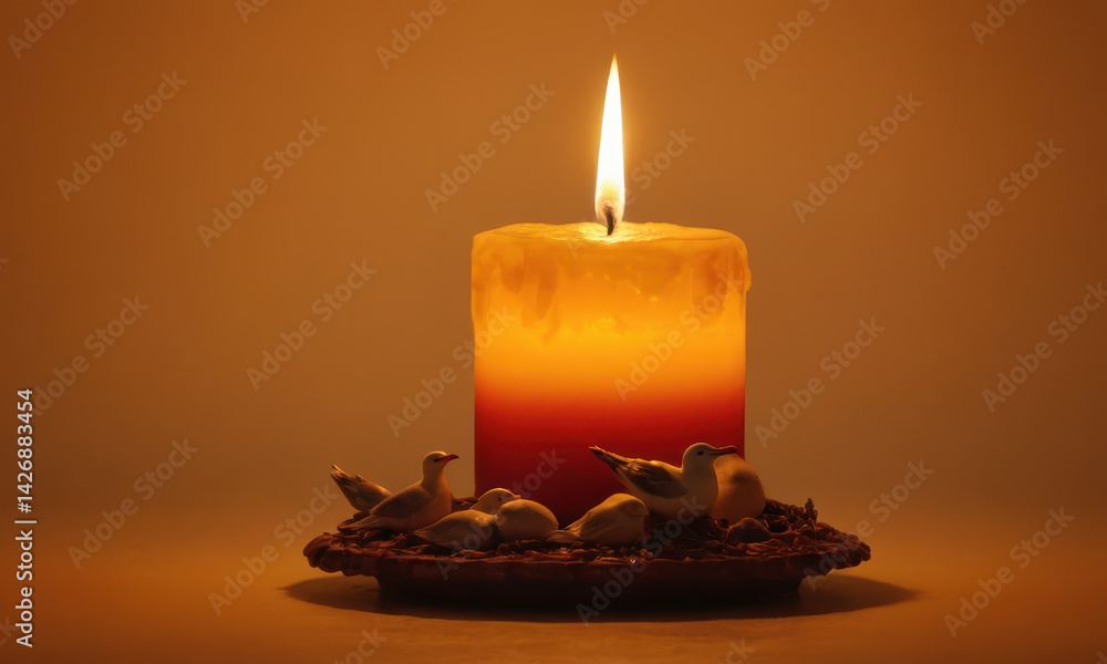 A single lit candle placed on a table