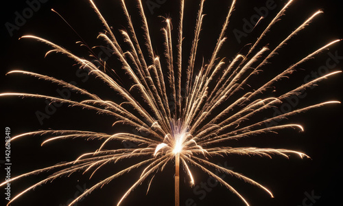 Obraz na płótnie Firework explodes in the dark night sky, with colorful sparks and flames w salonie
