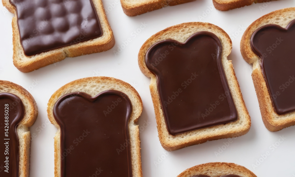 A slice of toasted bread topped with melted chocolate, perfect for a sweet treat
