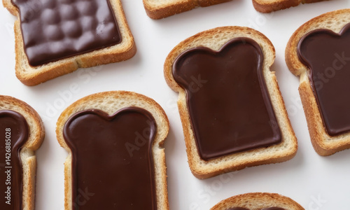 Obraz na płótnie A slice of toasted bread topped with melted chocolate, perfect for a sweet treat w salonie