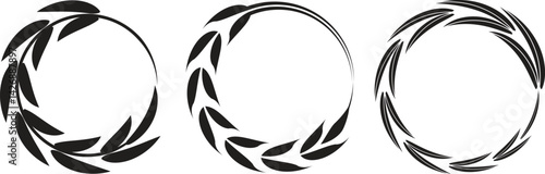 Set of wreaths and branches with leaves. Hand drawing laurel wreaths and branches collection. Laurels wreaths, swirls, twigs and flower ornaments. Herbs, flowers and plants elements with vector
