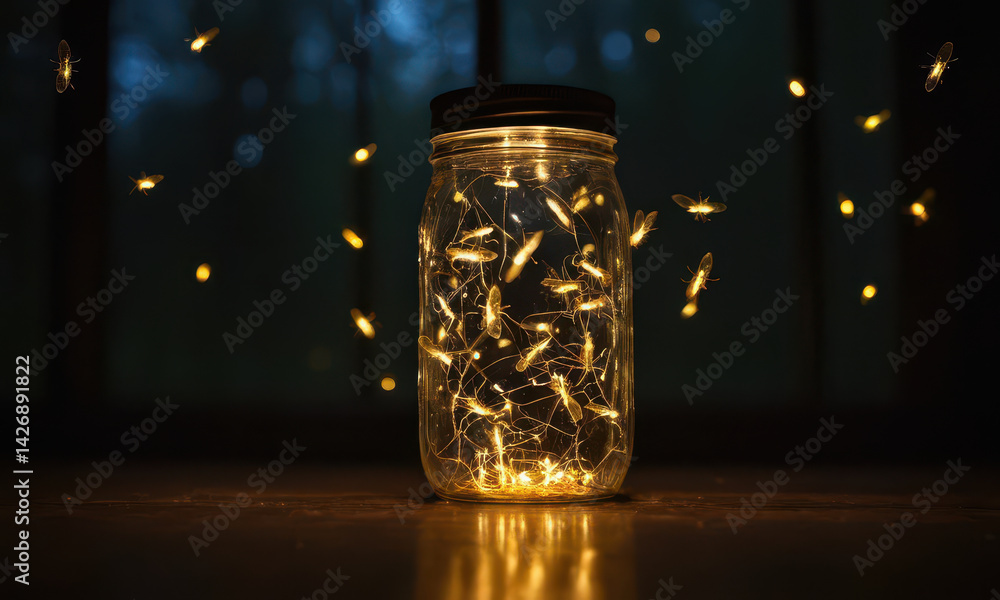 A glass jar filled with fairy lights sits on a table, ready to add ambiance to any room