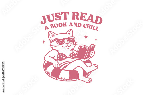 Just read a book and chill, Vintage Summer Animals SVG T Shirt Design