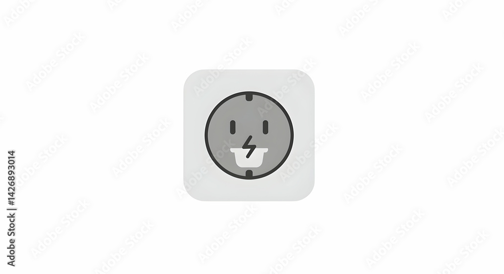 Electrical Outlet with Spark Plug, Icon Style on White Electrical Outlet with Spark Plug, Icon Style on White