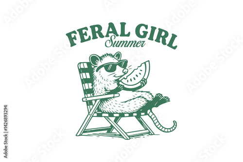 Feral girl summer, Vintage Summer Animals SVG T Shirt Design