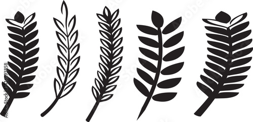 Set of wreaths and branches with leaves. Hand drawing laurel wreaths and branches collection. Laurels wreaths, swirls, twigs and flower ornaments. Herbs, flowers and plants elements with vector
