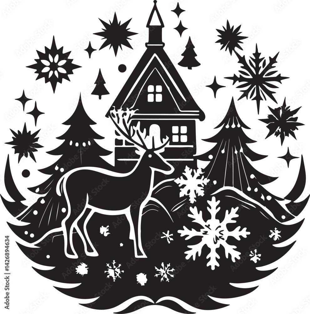 Naklejka premium christmas tree with gifts