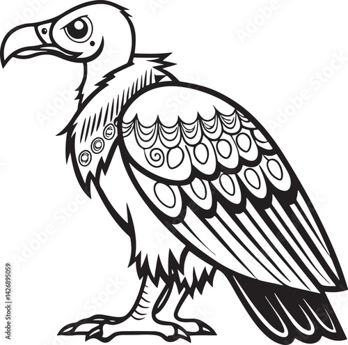 Griffon Vulture bird silhouette vector illustration