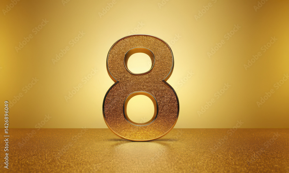 A stylized representation of the number 8 made from gold or gold-colored material, often used in awards, trophies, and decorative items