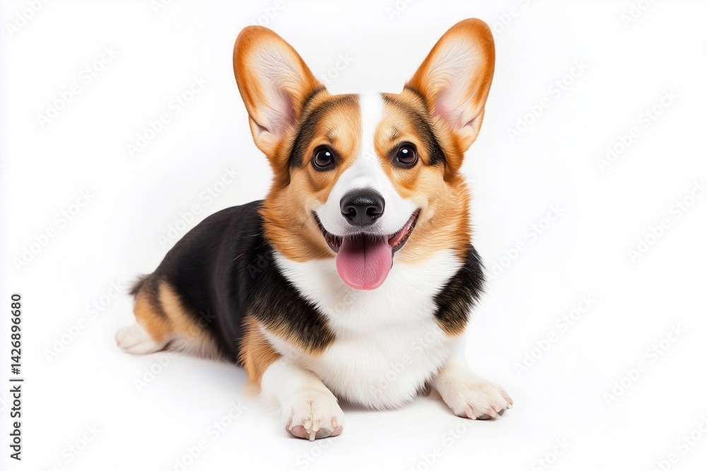 Corgi dog on a white background, generated AI Corgi dog on a white background, generated AI