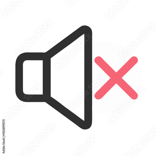 Mute icon on black background, silence and quiet
