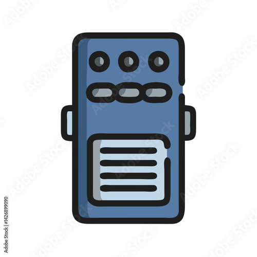 Blue Guitar Effects Pedal Isolated on Black Background