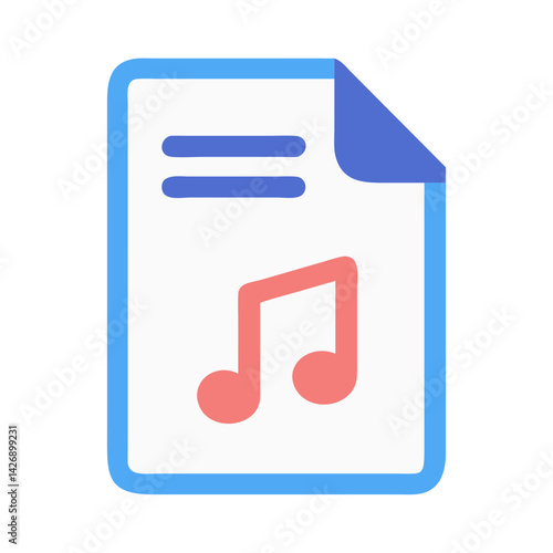 Colorful Music File Document Icon with Note Symbol