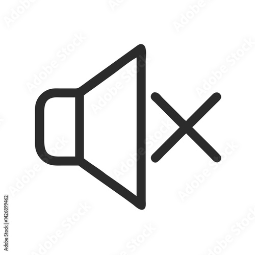 Mute Sound Icon with Cross on Black Background
