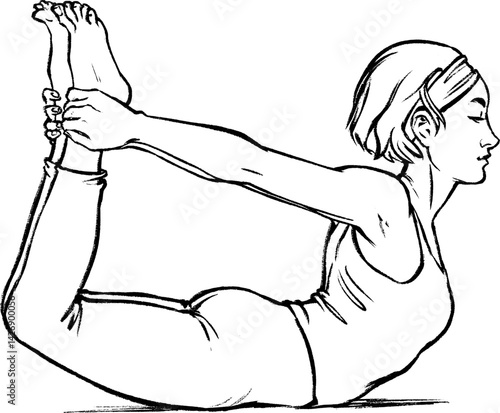 Girl doing the bow pose