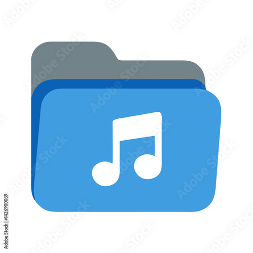 Blue music folder icon for audio files management