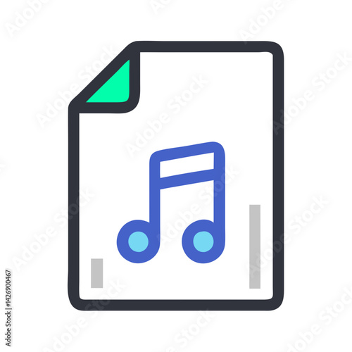 Music File Icon Illustration, Audio Format, Digital Audio