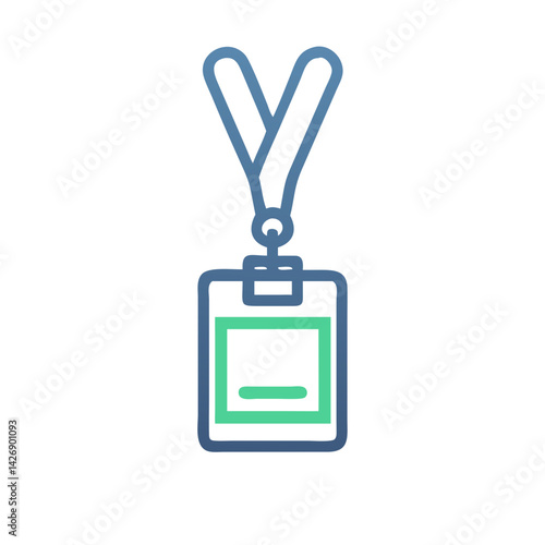 Simple ID Badge Icon with Lanyard on Black