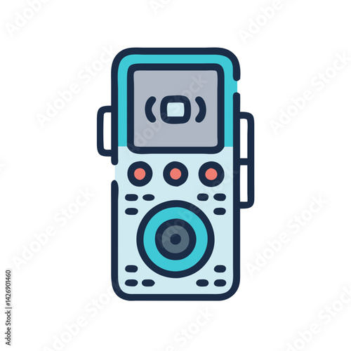 Digital Voice Recorder Illustration on Black Background Graphic
