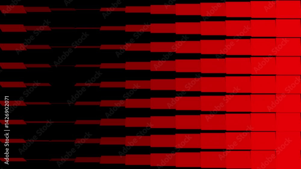 Red geometric blocks animation, Abstract techno background loop