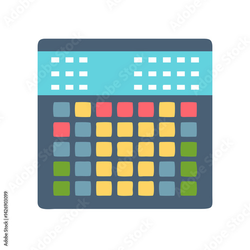 Colorful Drum Machine Graphic Illustration For Music Production