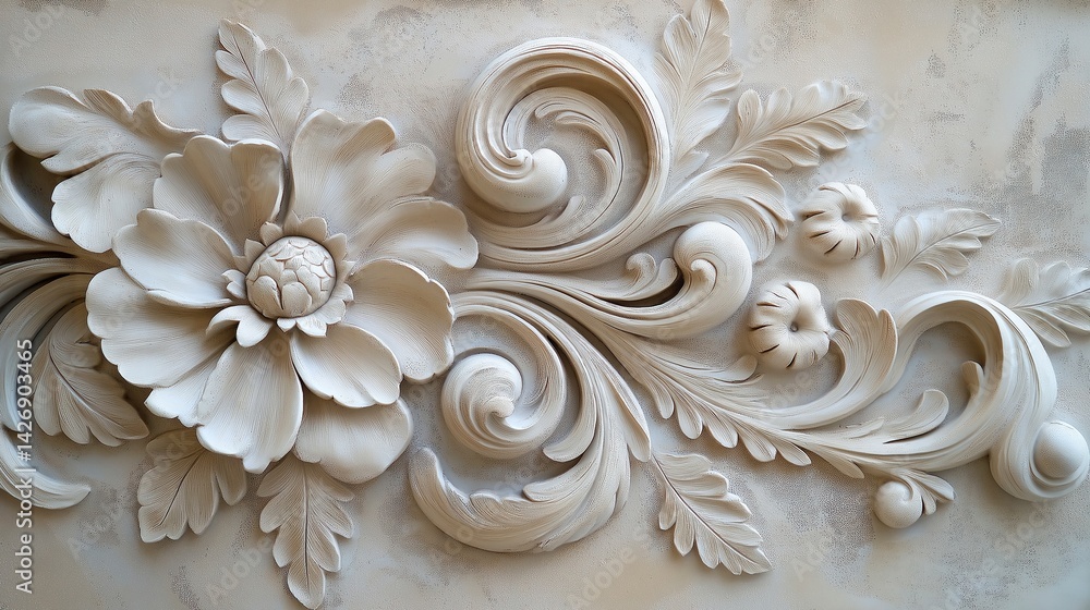 vintage floral ornament on wooden background