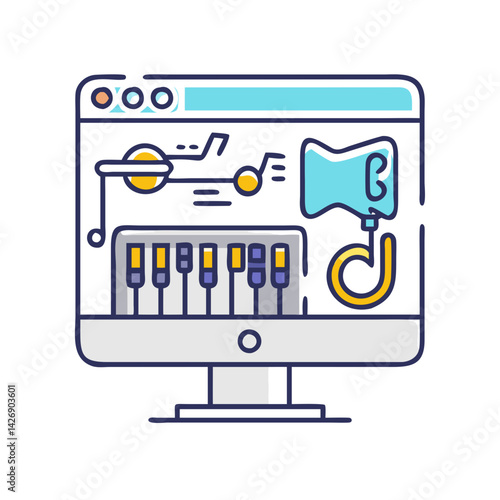 Music production software on computer screen illustration