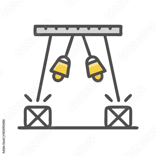 Boxing Stage Lighting Setup Icon on Black Background