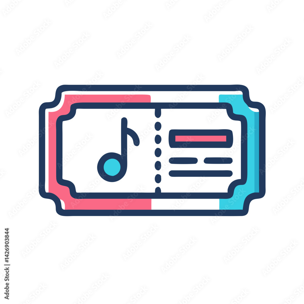Obraz premium Colorful music concert ticket icon on black background