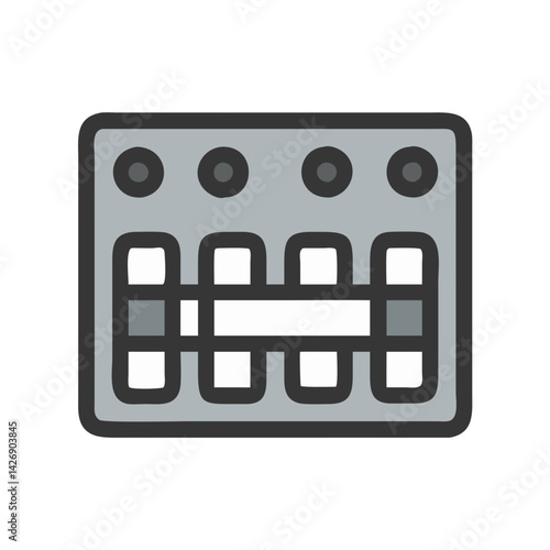 Cartoon music synthesizer device for audio production work