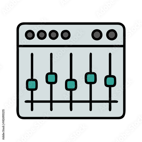 Digital Audio Mixer Control Panel, Audio Level Sliders