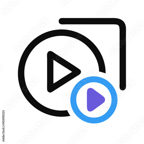 Play button media icon for streaming or video player